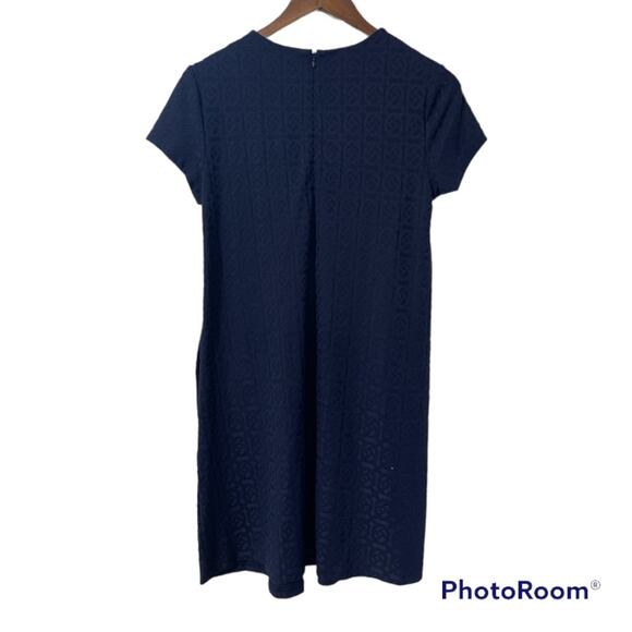 J. McLaughlin Navy Blue Textured Short Sleeve Dress Women’s Size Small - Picture 2 of 4